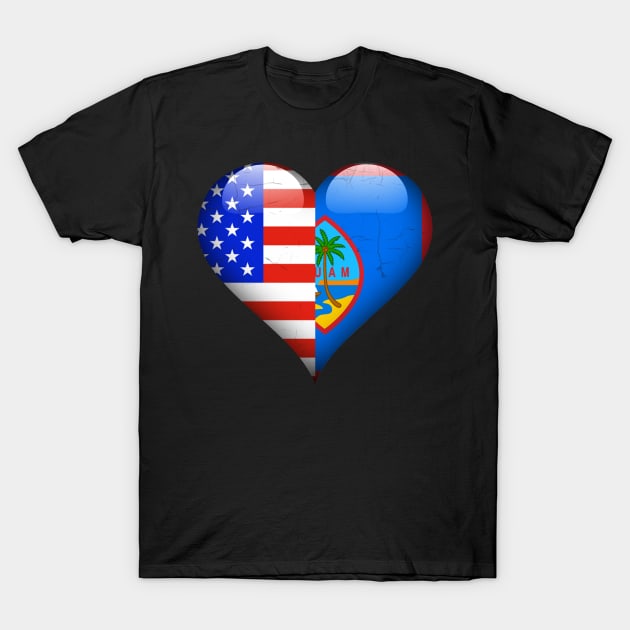 Half American Half Guamanian - Gift for Guamanian From Guam T-Shirt by Country Flags